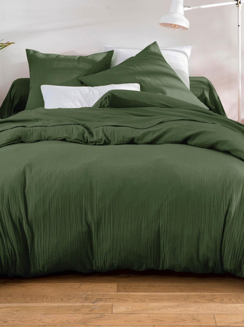 Becquet - Drap-housse DOUBLE GAZE en coton Vert kaki - Kiabi