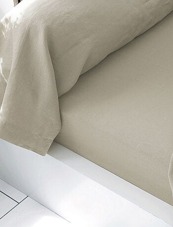 Becquet - Drap-housse Gamme unie lin prélavé en lin