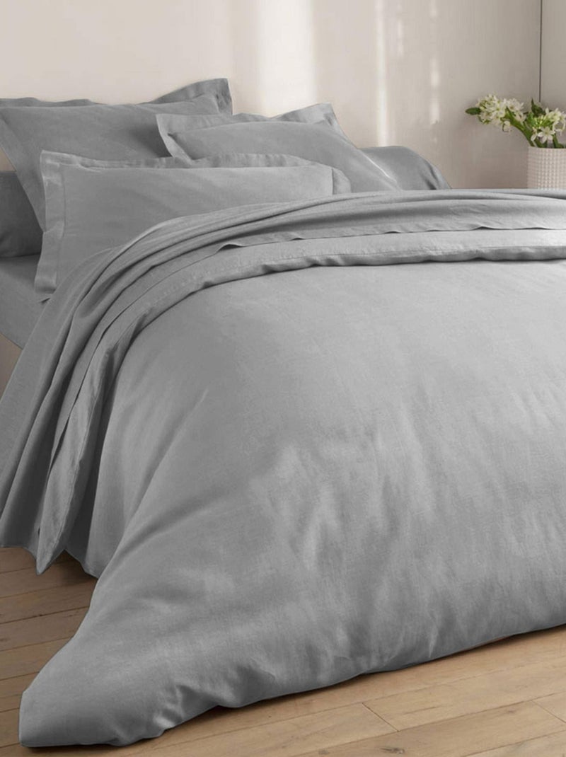 Becquet - Drap-housse Gamme unie lin prélavé en lin Gris Argenté - Kiabi