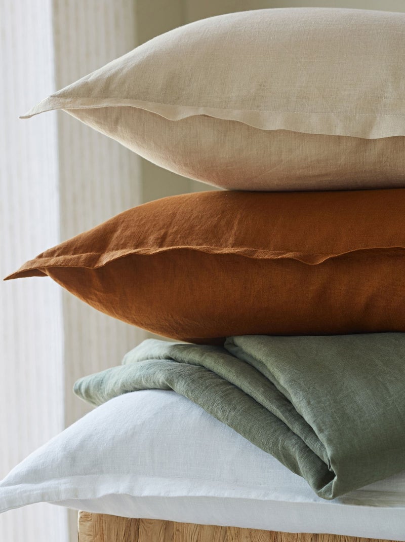 Becquet - Drap-housse Gamme unie lin prélavé en lin Marron noisette - Kiabi