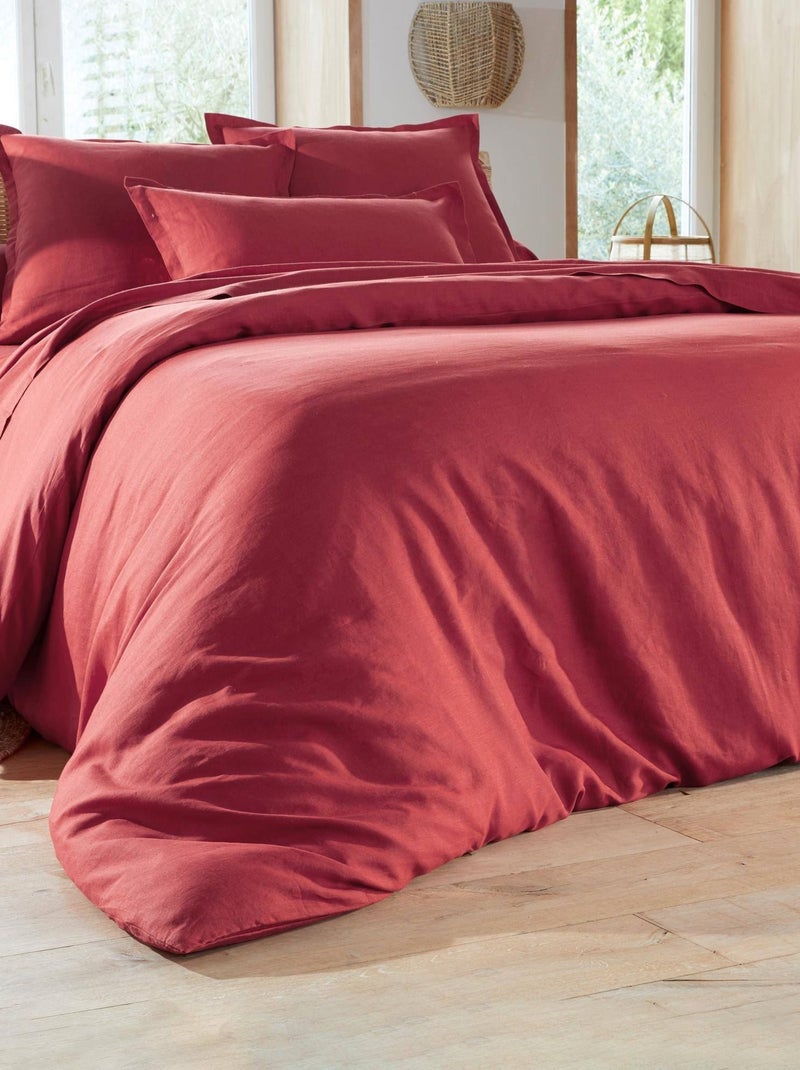 Becquet - Drap-housse Gamme unie lin prélavé en lin Orange - Kiabi