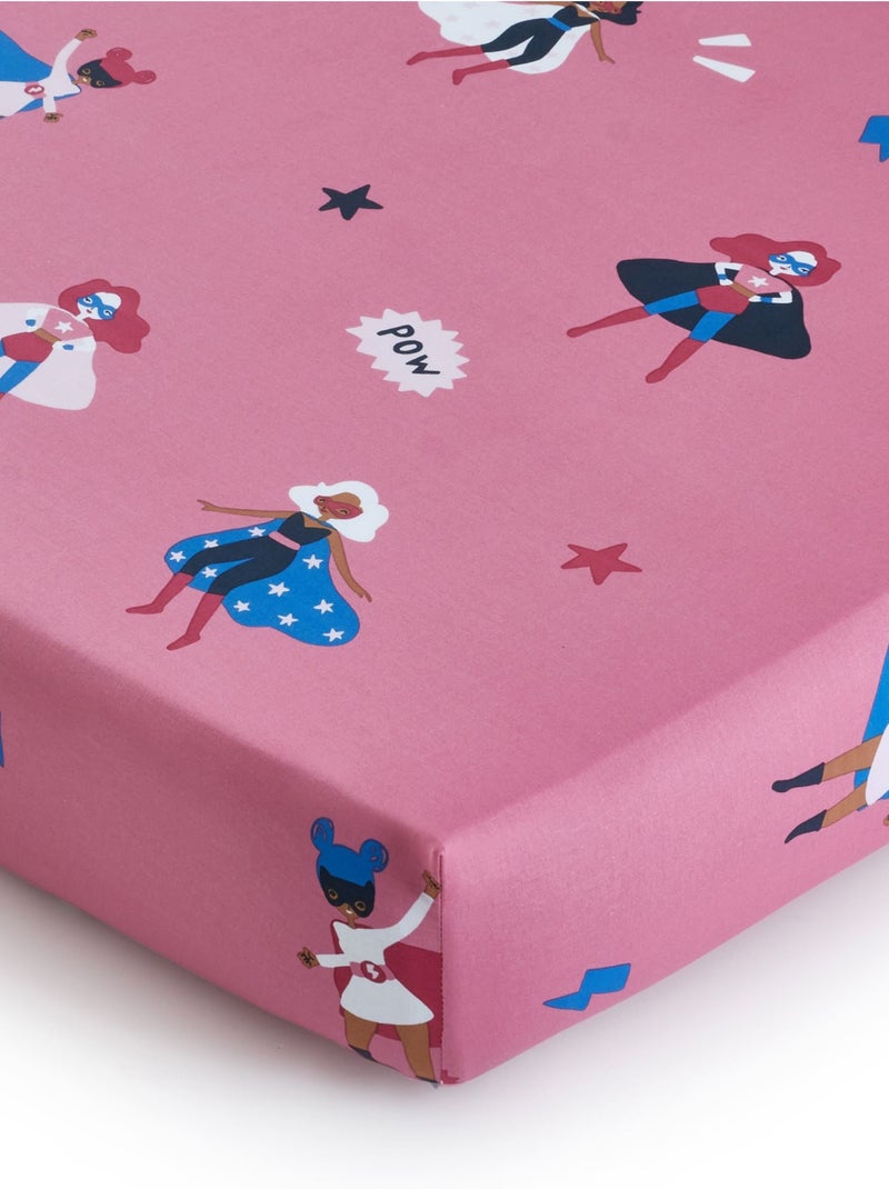 Becquet - Drap-housse GIRL POWER en coton Rose - Kiabi