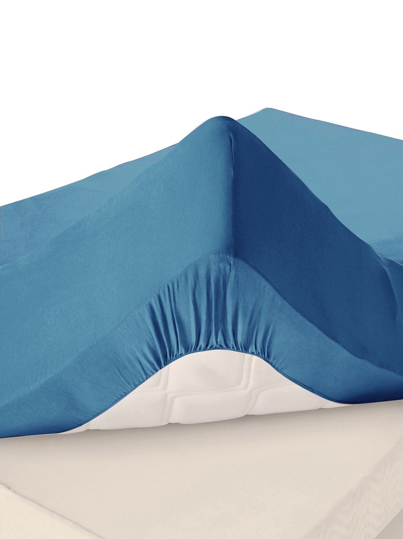 Becquet - Drap-housse grand bonnet PERCALE en coton Bleu nuit - Kiabi