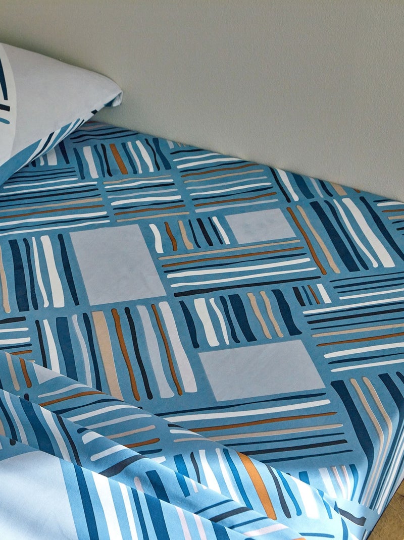 Becquet - Drap-housse LIVIO en coton Bleu gris - Kiabi