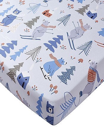 Becquet - Drap-housse OURS BLEU en coton