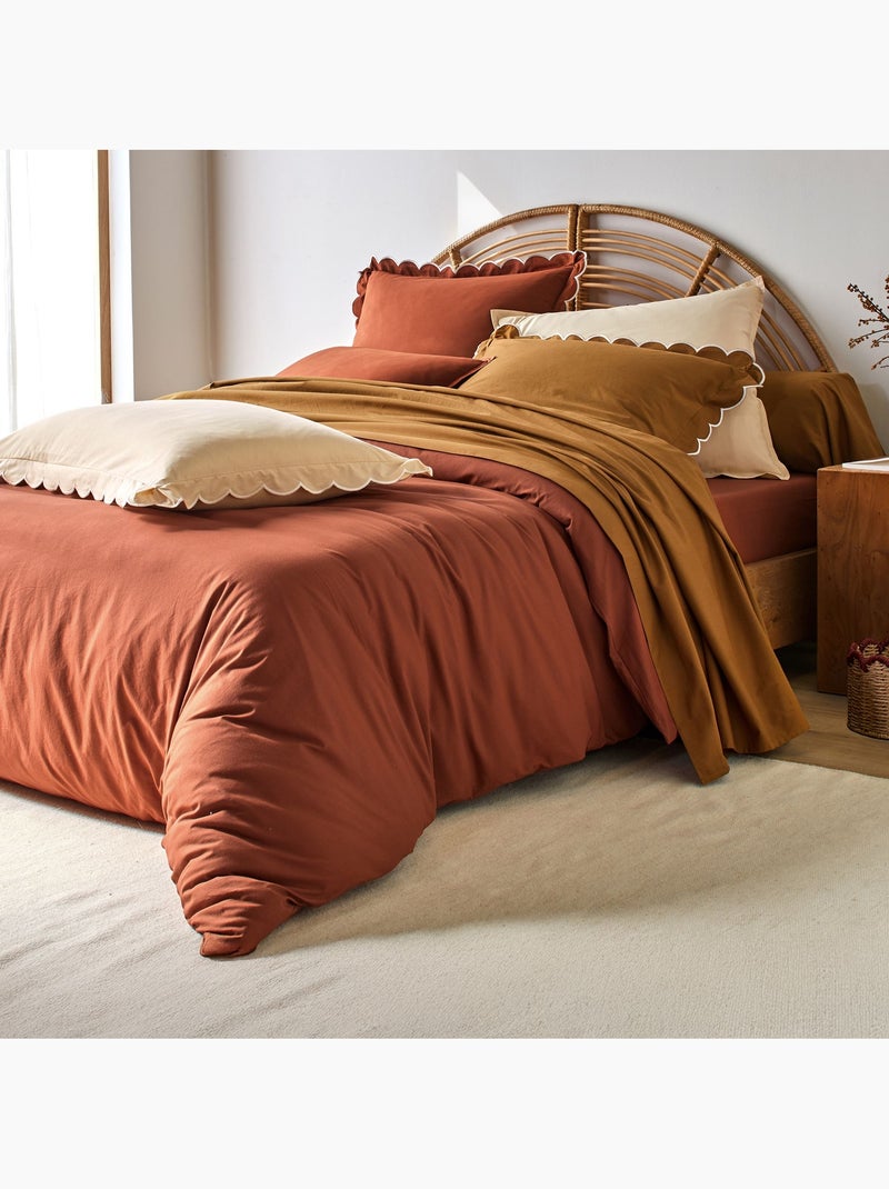 Becquet - Drap-housse PERCALE LAVEE ONDULEE en coton Orange - Kiabi