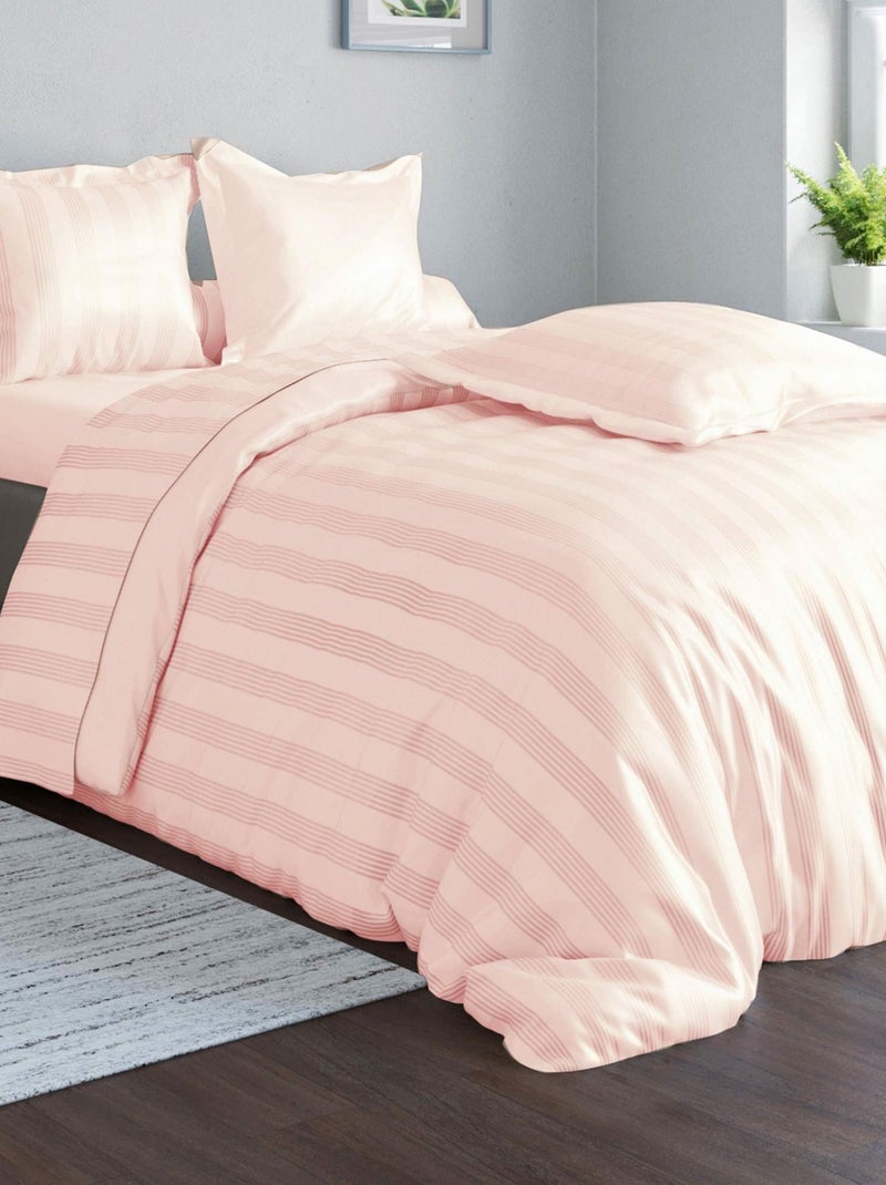 Becquet - Drap-housse SATIN RAYE/UNI en coton Rose clair - Kiabi