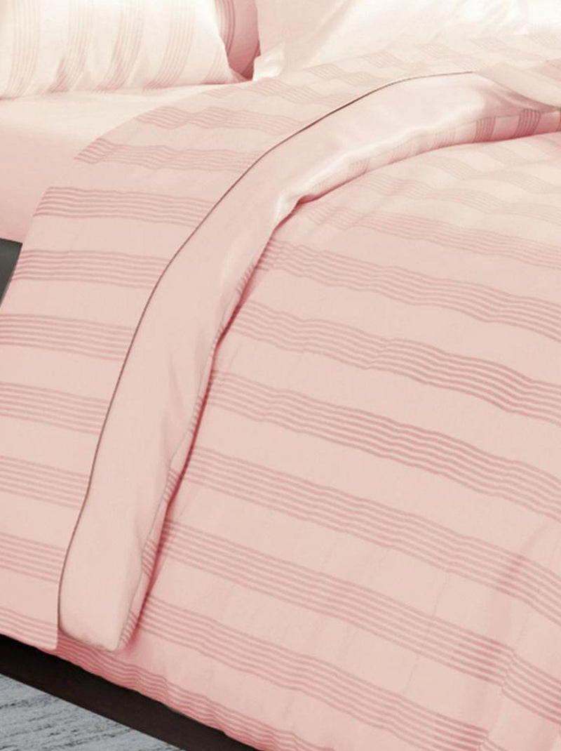 Becquet - Drap-housse SATIN RAYE/UNI en coton Rose clair - Kiabi