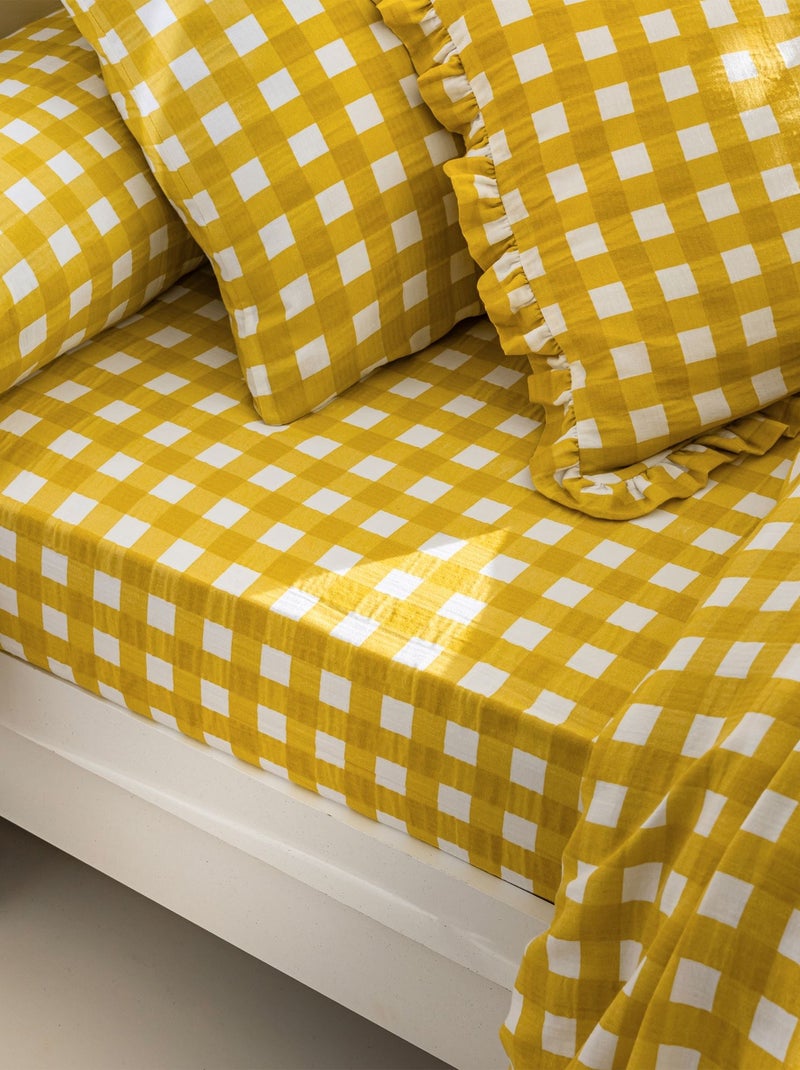 Becquet - Drap-housse VICHY en coton Jaune - Kiabi