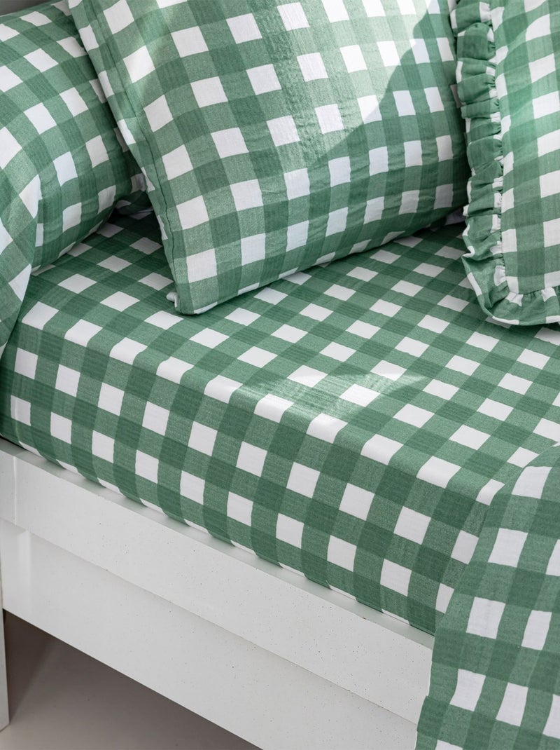 Becquet - Drap-housse VICHY en coton Vert clair - Kiabi