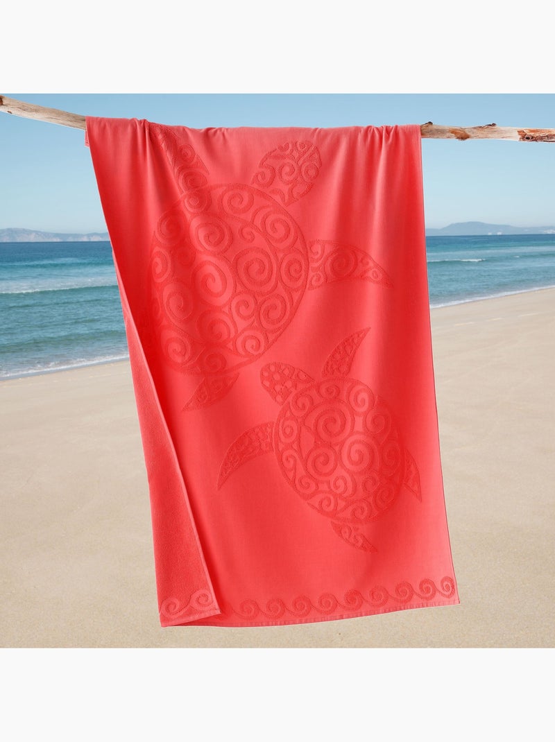 Becquet - Fouta TURTLE FOUTA en coton Orange corail - Kiabi