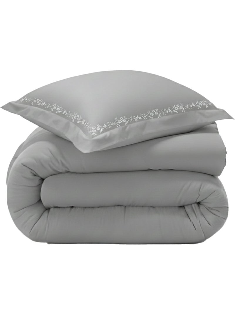 Becquet - Housse de couette ADELE en coton Gris Argenté - Kiabi