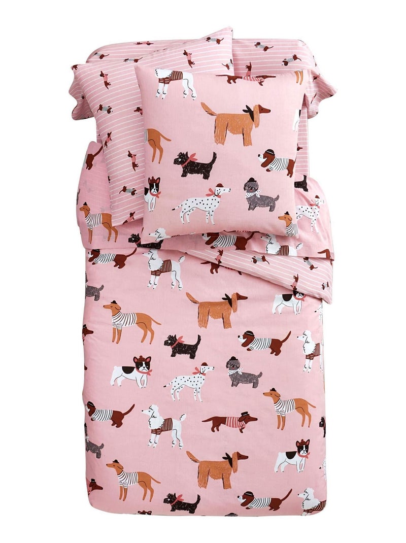 Becquet - Housse de couette CHIEN CHIC en coton Vieux rose - Kiabi