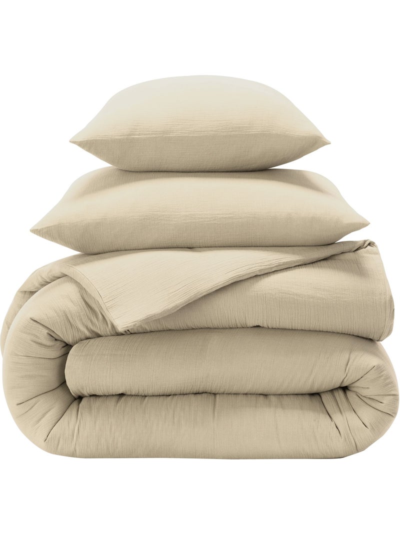 Becquet - Housse de couette DOUBLE GAZE en coton Beige - Kiabi