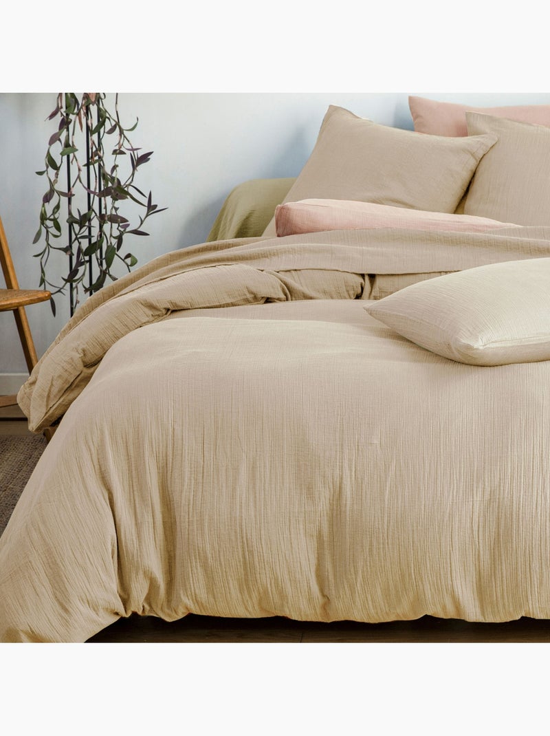 Becquet - Housse de couette DOUBLE GAZE en coton Beige - Kiabi