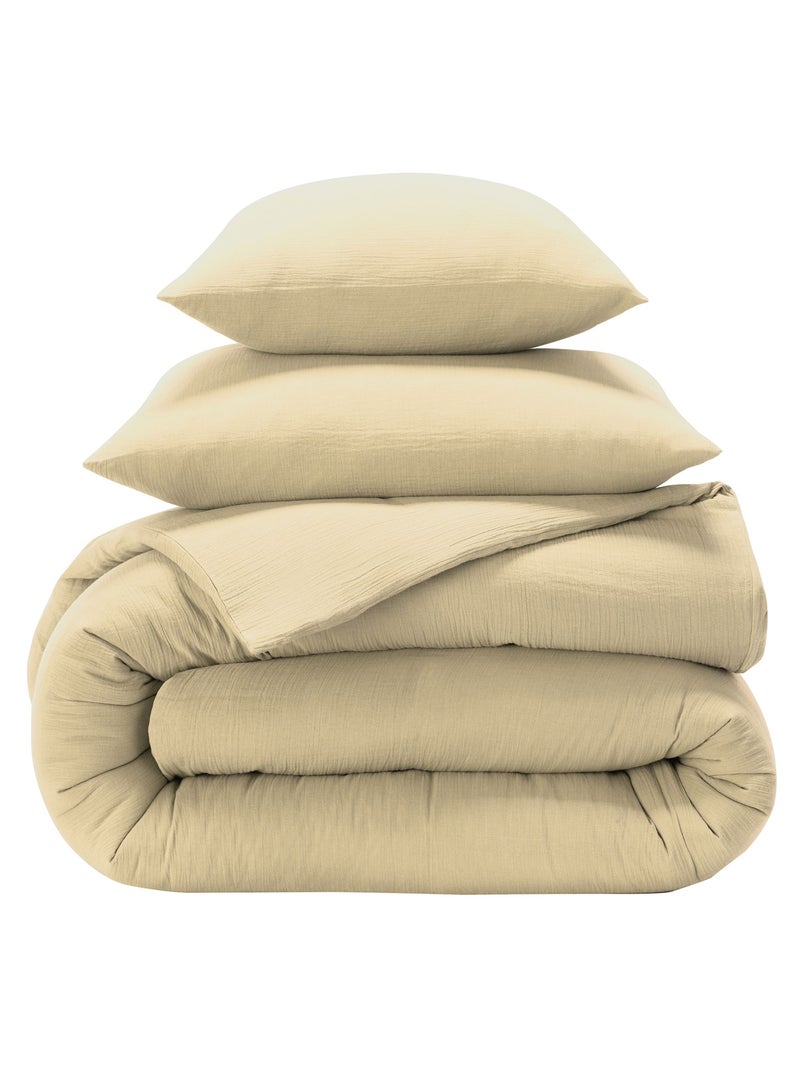 Becquet - Housse de couette DOUBLE GAZE en coton Beige - Kiabi