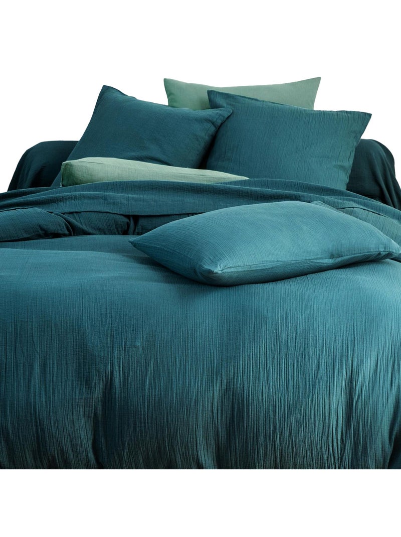 Becquet - Housse de couette DOUBLE GAZE en coton Bleu canard - Kiabi