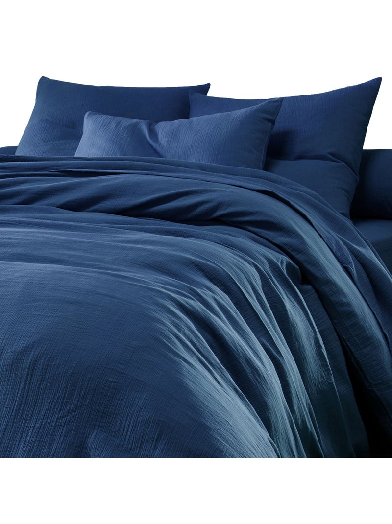 Becquet - Housse de couette DOUBLE GAZE en coton Bleu denim - Kiabi