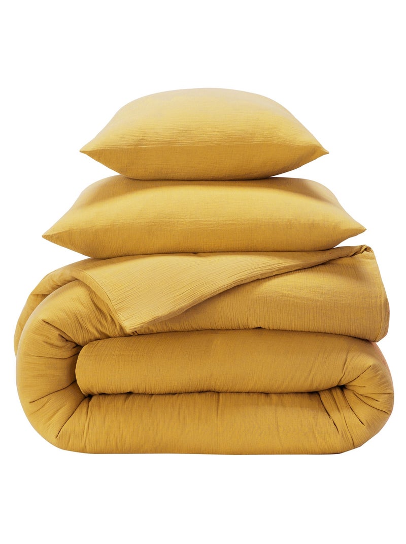 Becquet - Housse de couette DOUBLE GAZE en coton Jaune - Kiabi