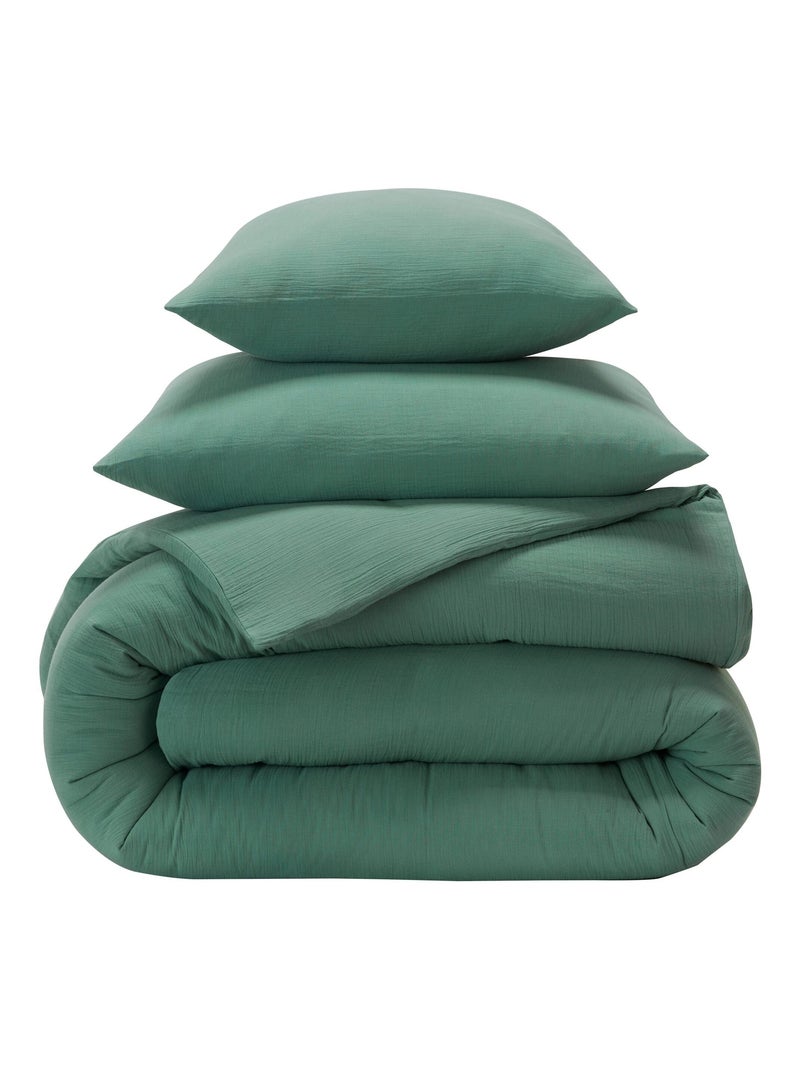 Becquet - Housse de couette DOUBLE GAZE en coton Vert clair - Kiabi