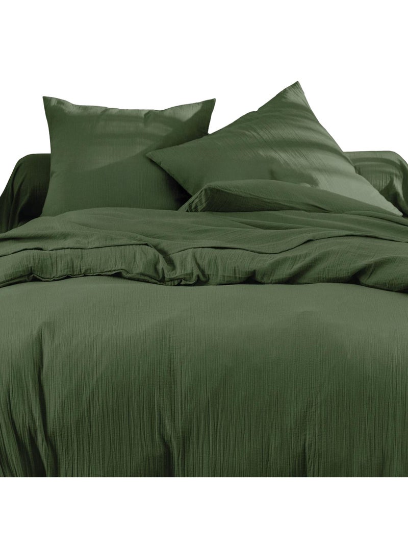 Becquet - Housse de couette DOUBLE GAZE en coton Vert kaki - Kiabi