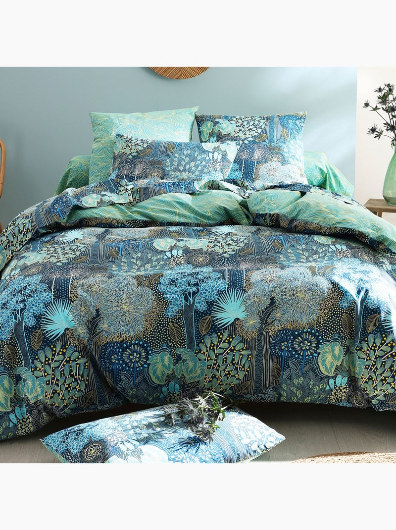 Becquet - Housse de couette FORET MARINE en coton Bleu Vert - Kiabi