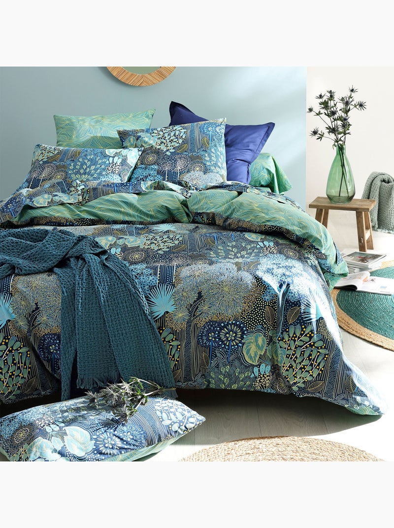 Becquet - Housse de couette FORET MARINE en coton Bleu Vert - Kiabi