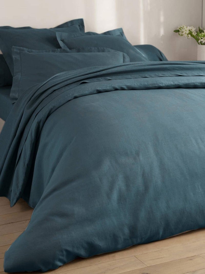 Becquet - Housse de couette Gamme unie lin prélavé en lin Bleu foncé - Kiabi