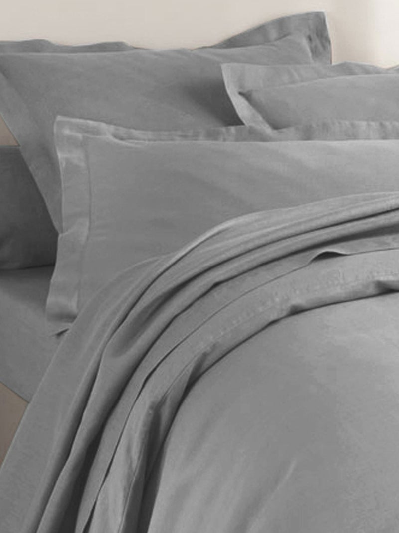 Becquet - Housse de couette Gamme unie lin prélavé en lin Gris Argenté - Kiabi