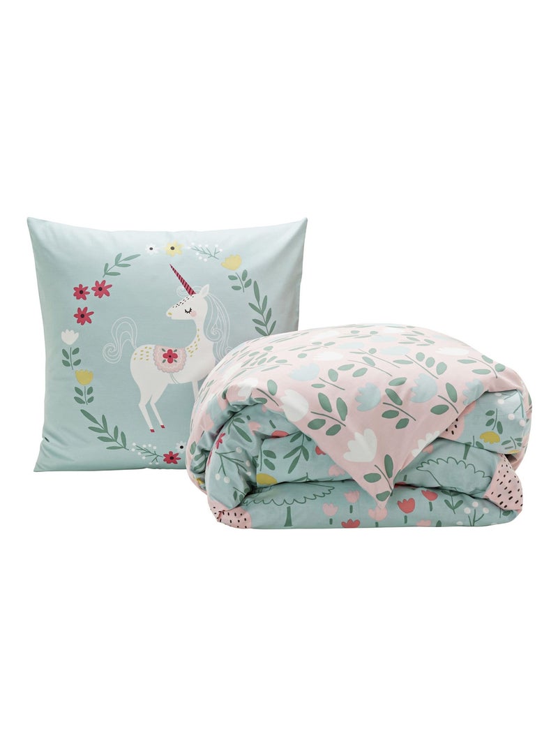 Becquet - Housse de couette LICORNE en coton Bleu ciel - Kiabi