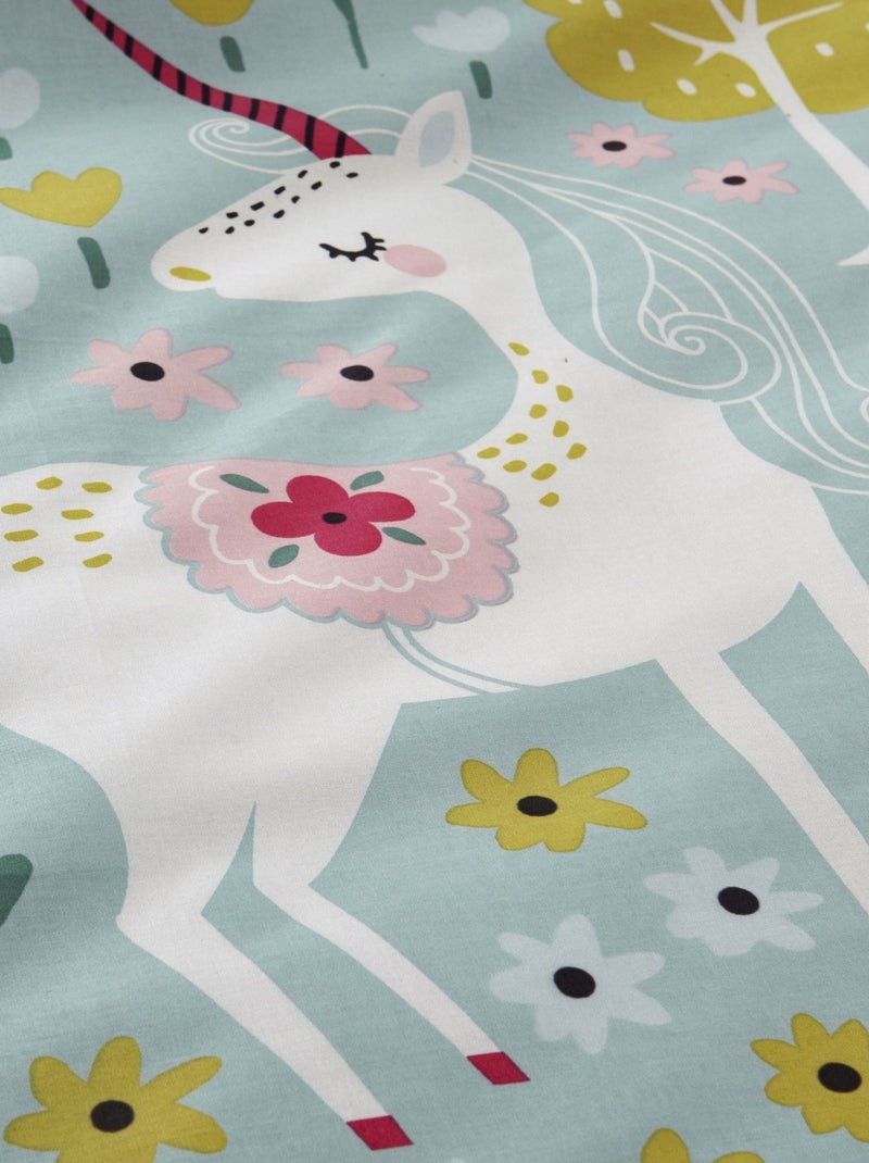 Becquet - Housse de couette LICORNE en coton Bleu ciel - Kiabi