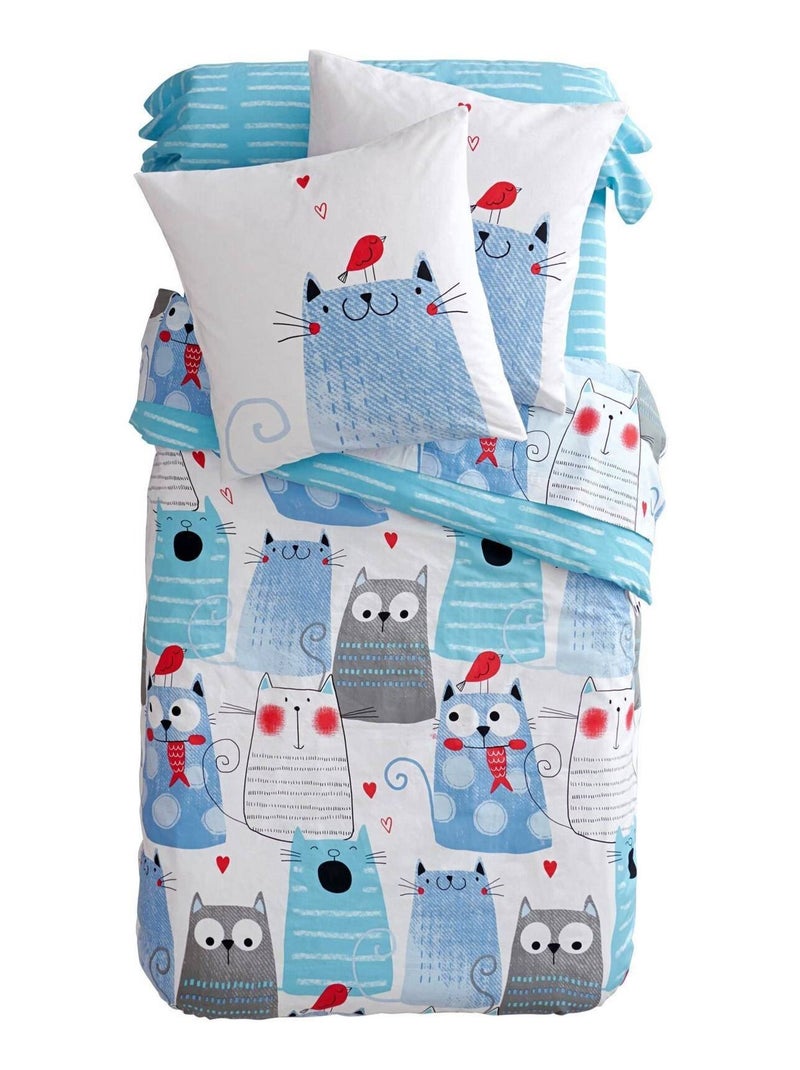 Becquet - Housse de couette MATOU en coton Bleu - Kiabi