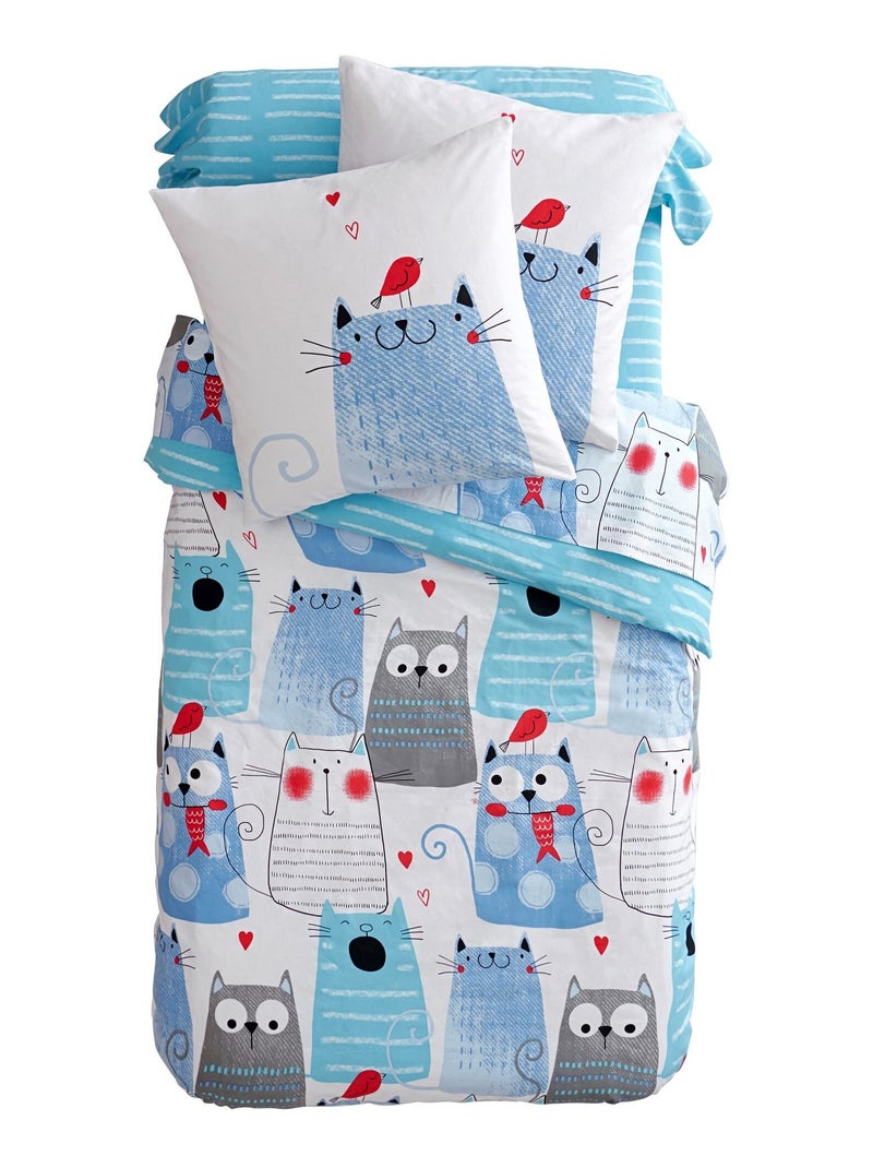 Becquet - Housse de couette MATOU en coton Bleu - Kiabi