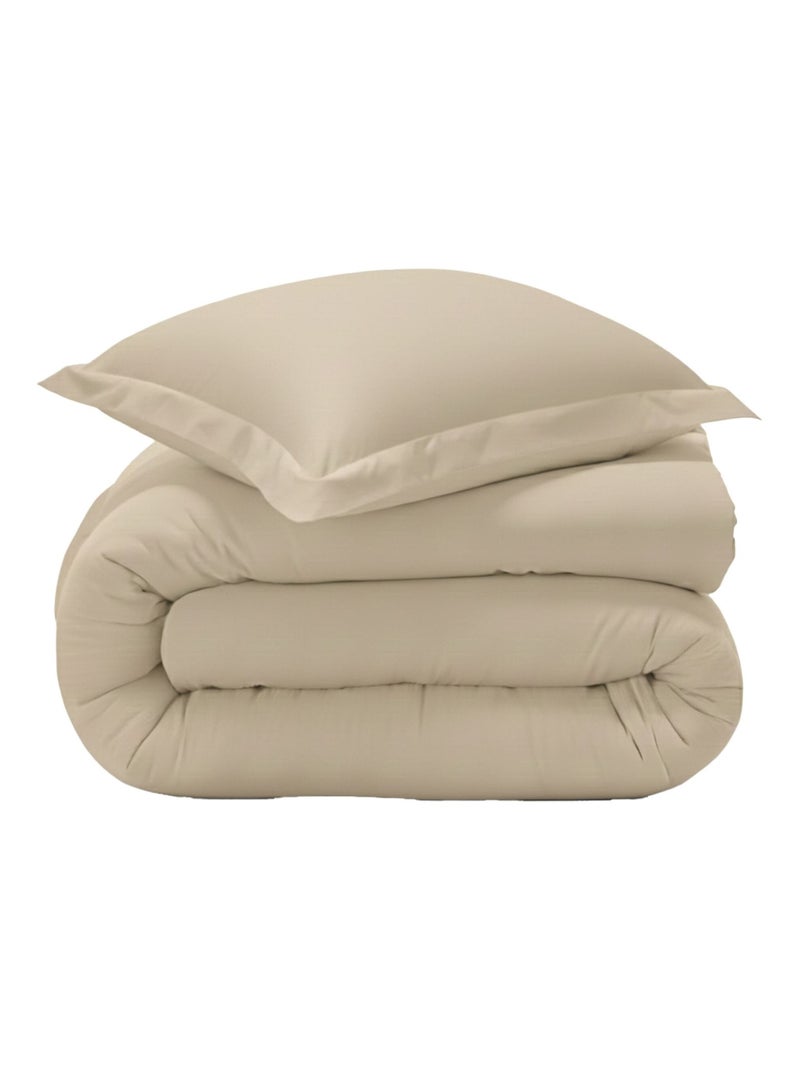 Becquet - Housse de couette PERCALE 2015 en coton Beige sable - Kiabi