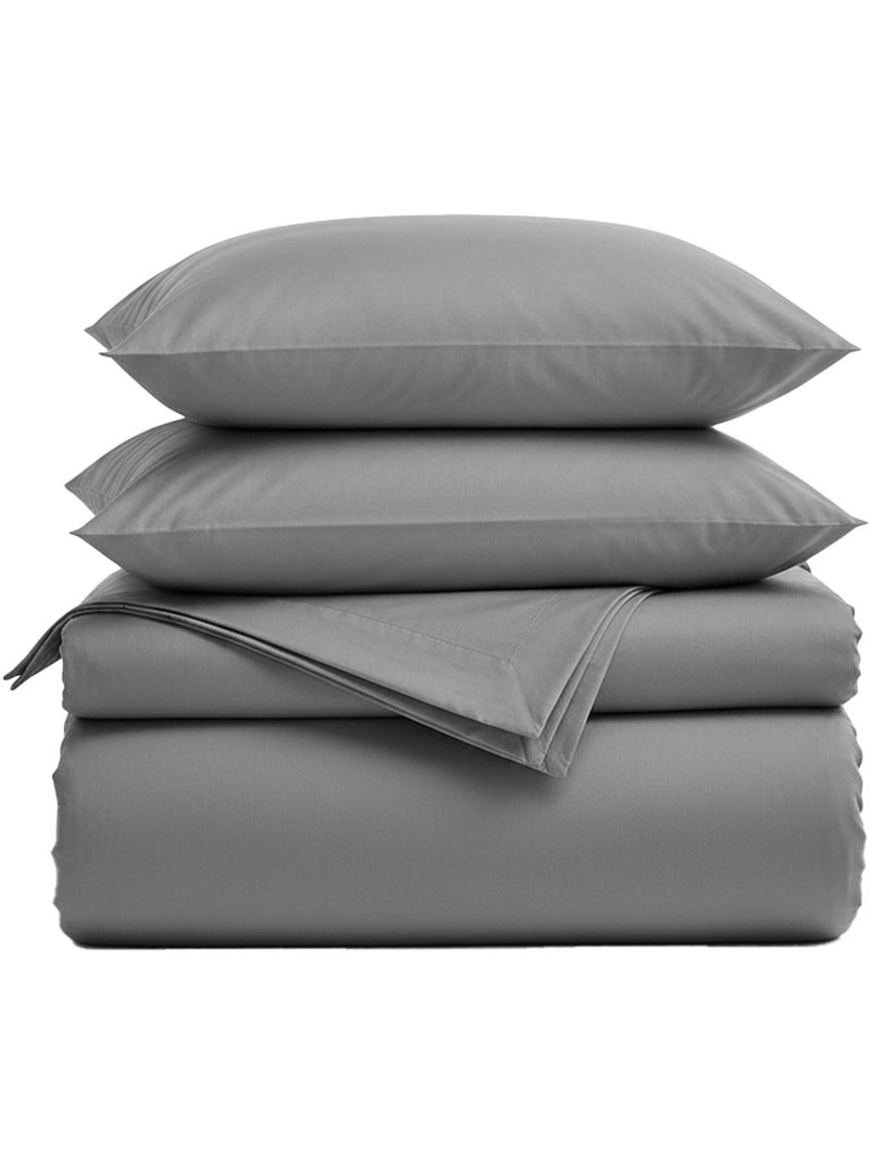 Becquet - Housse de couette POLYCOTON UNI LAURÉAT en coton Gris Argenté - Kiabi