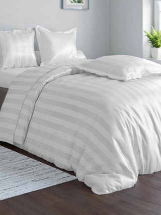 Becquet - Housse de couette SATIN RAYE/UNI en coton