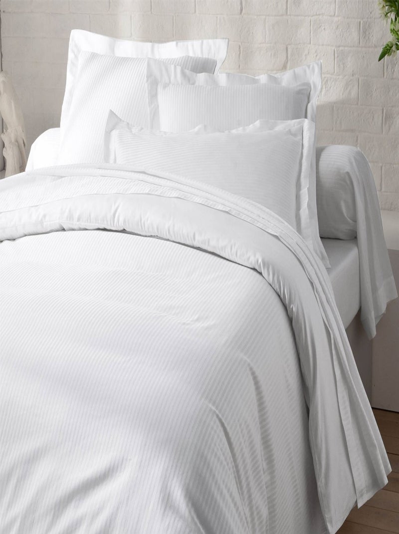 Becquet - Housse de couette SATIN RAYE/UNI en coton Blanc - Kiabi