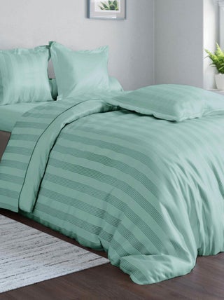 Becquet - Housse de couette SATIN RAYE/UNI en coton
