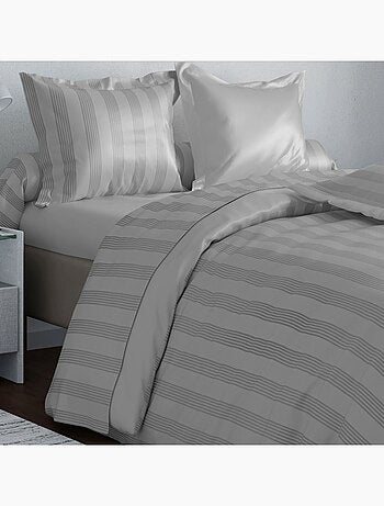 Becquet - Housse de couette SATIN RAYE/UNI en coton