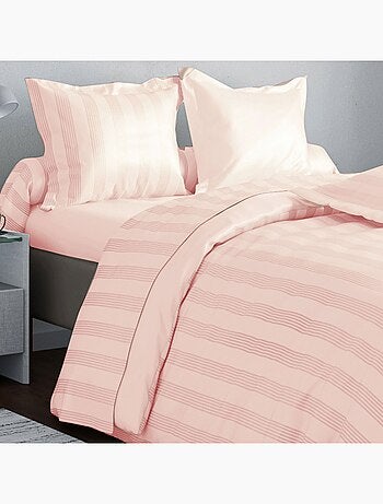 Becquet - Housse de couette SATIN RAYE/UNI en coton