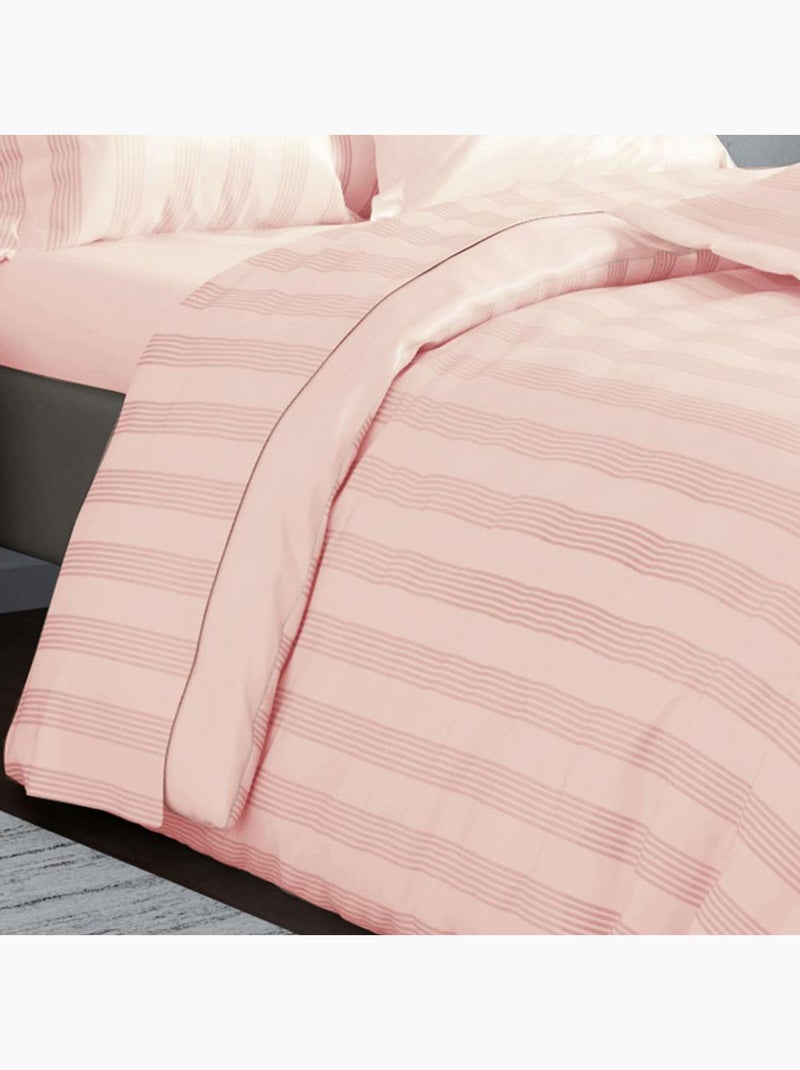 Becquet - Housse de couette SATIN RAYE/UNI en coton Rose clair - Kiabi