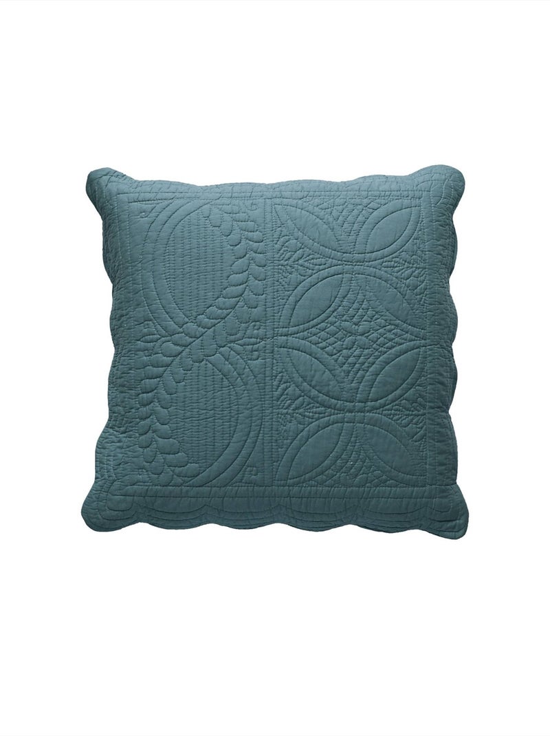 Becquet - Housse de coussin BAILLARGUES en coton Bleu canard - Kiabi