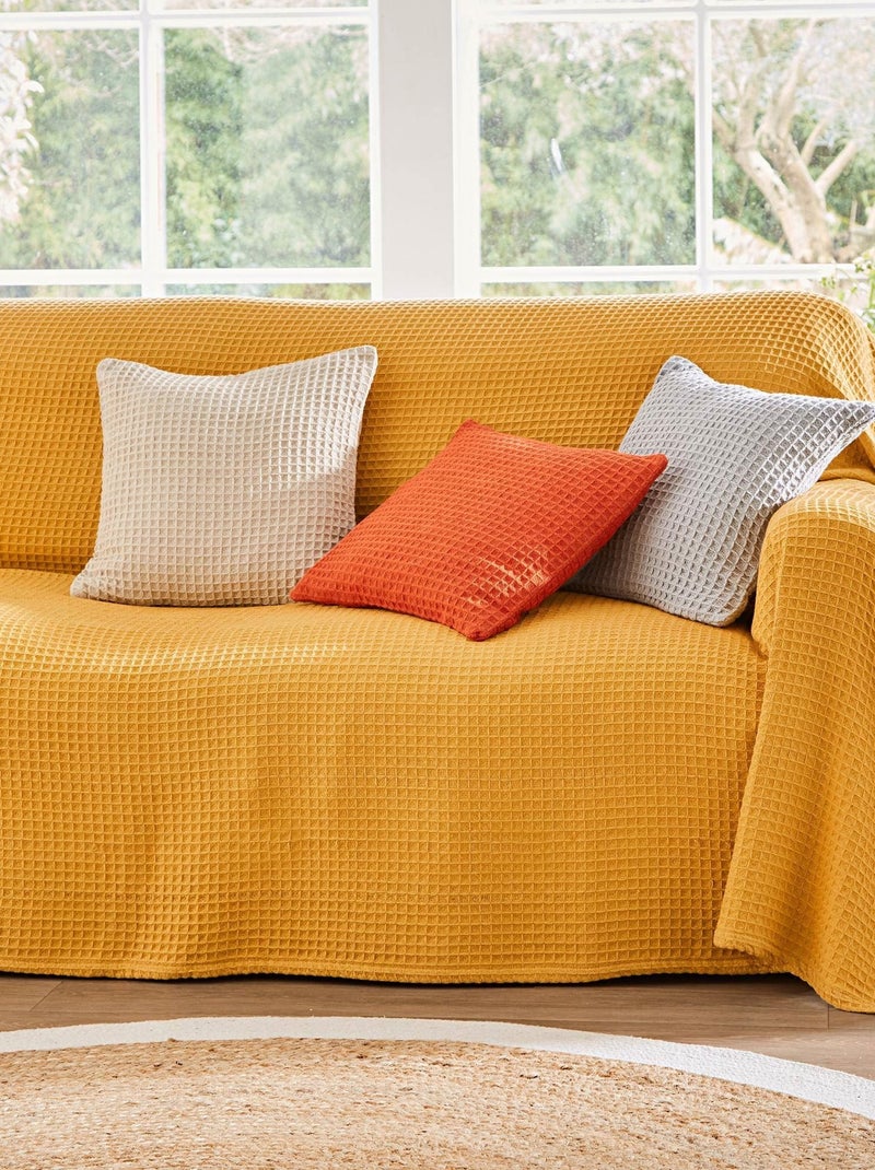 Becquet - Housse de coussin FEROE en coton Jaune moutarde - Kiabi