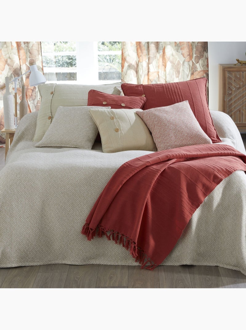 Becquet - Jeté de canapé ERIS en coton Beige - Kiabi