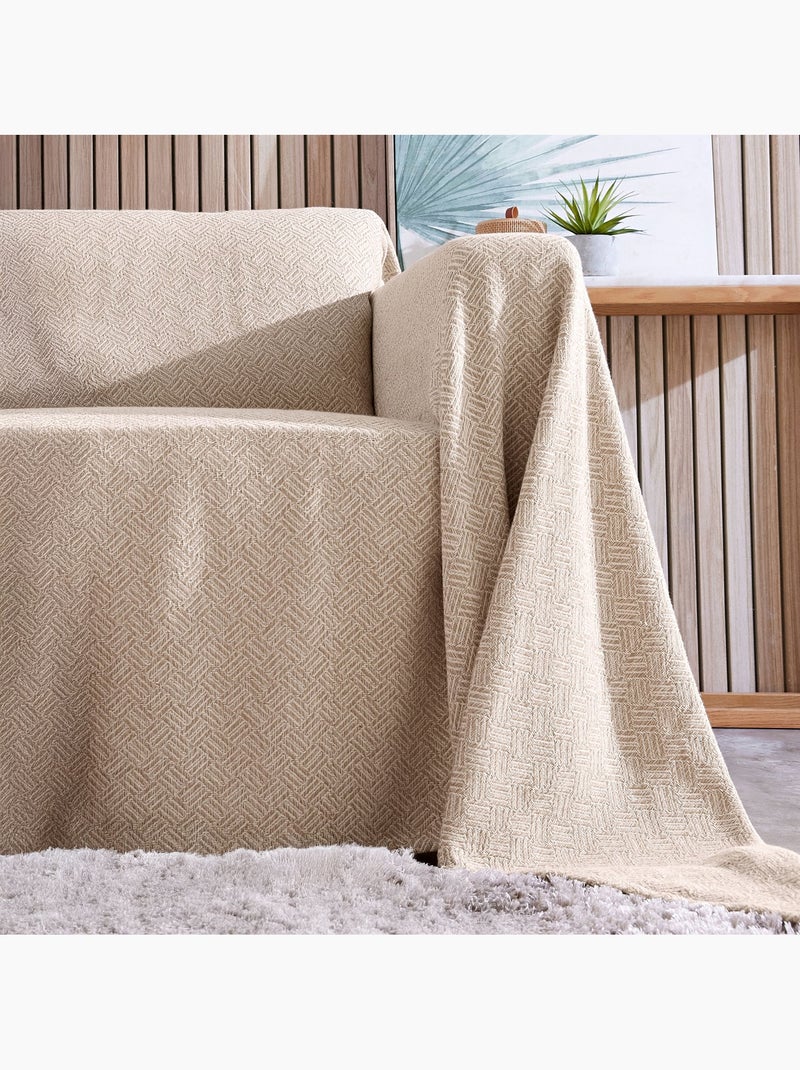 Becquet - Jeté de canapé ERIS en coton Beige - Kiabi