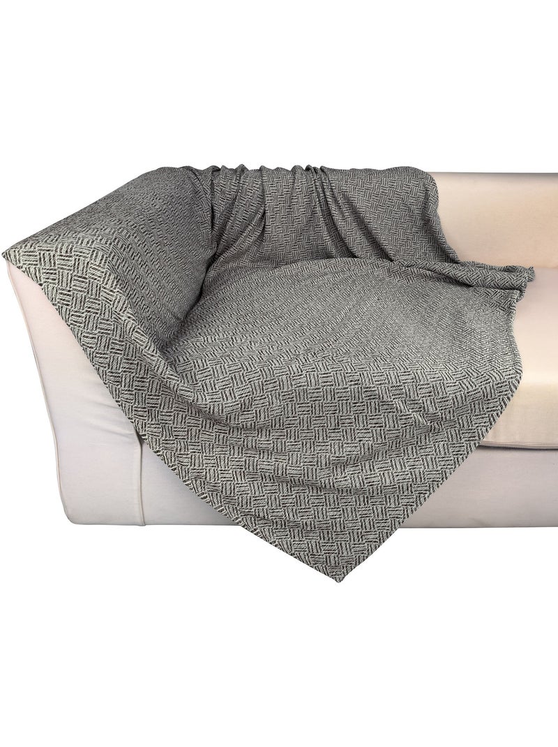 Becquet - Jeté de canapé ERIS en coton Gris Argenté - Kiabi