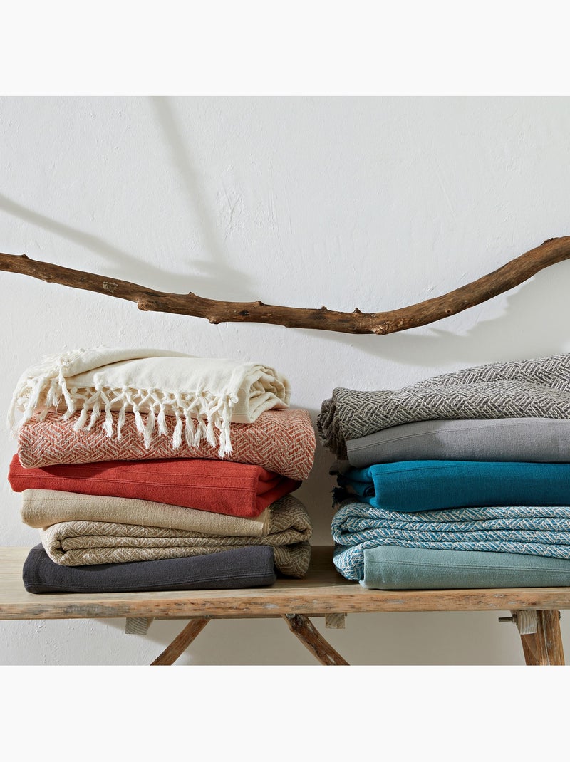 Becquet - Jeté de canapé ERIS en coton Rouge brique - Kiabi