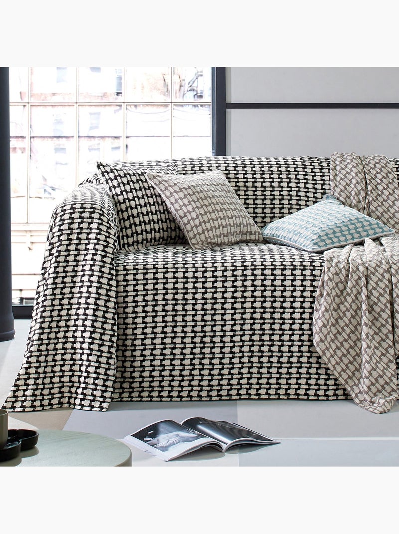 Becquet - Jeté de canapé MORGANS en coton Noir - Kiabi