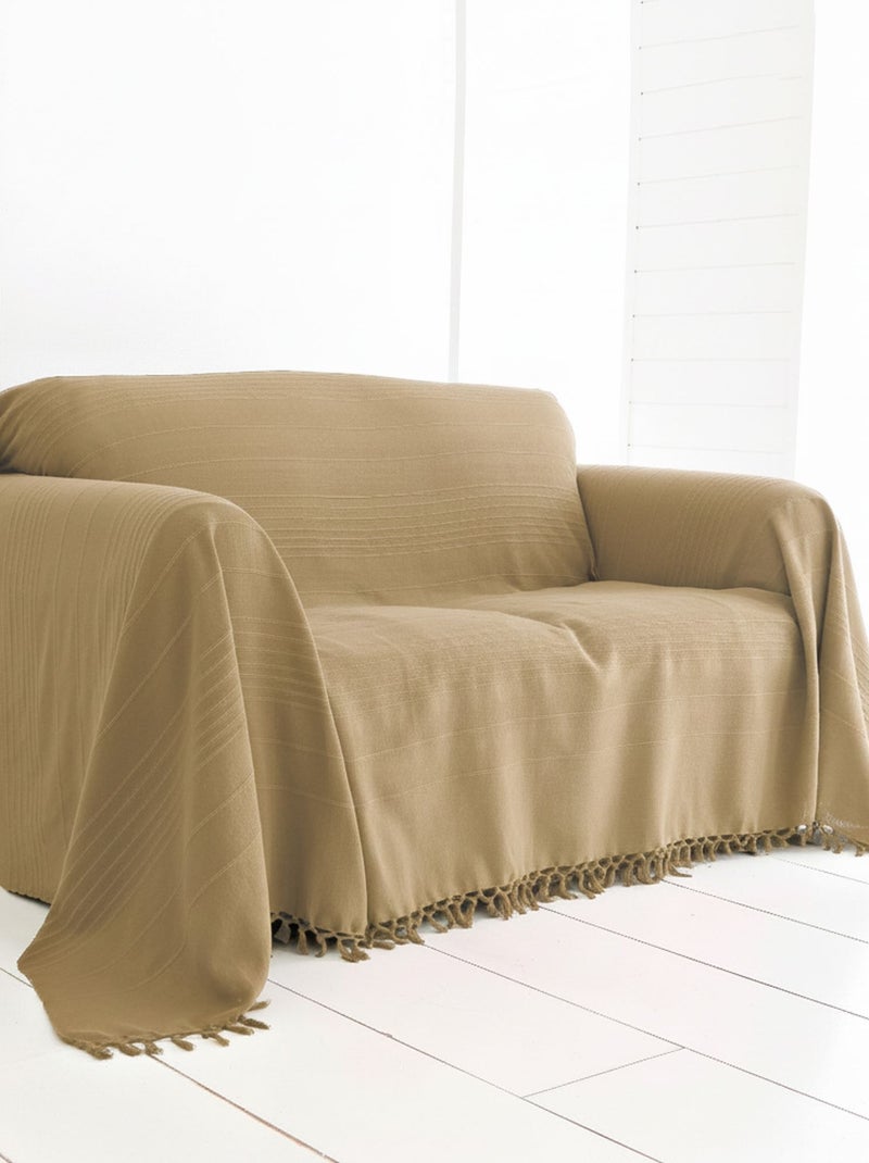 Becquet - Jeté de canapé ORION en coton Beige - Kiabi