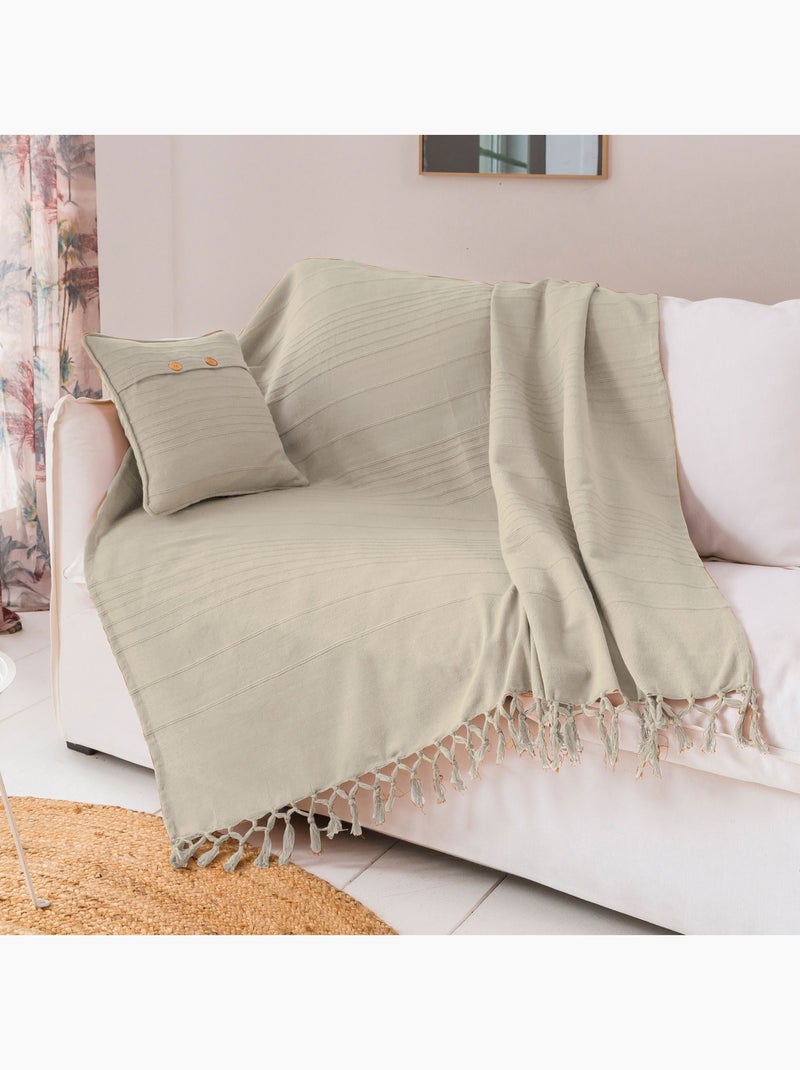 Becquet - Jeté de canapé ORION en coton Ivoire - Kiabi